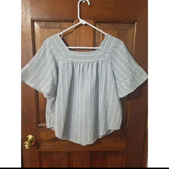 Universal Thread Tops - Universal Thread Blue and Ivory Striped Top